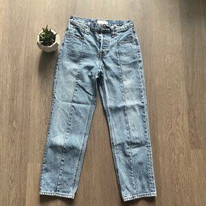 Levi's "ALETERED STRAIGHT" Cropped High-Rise Jeans with Paint Splatter Detail